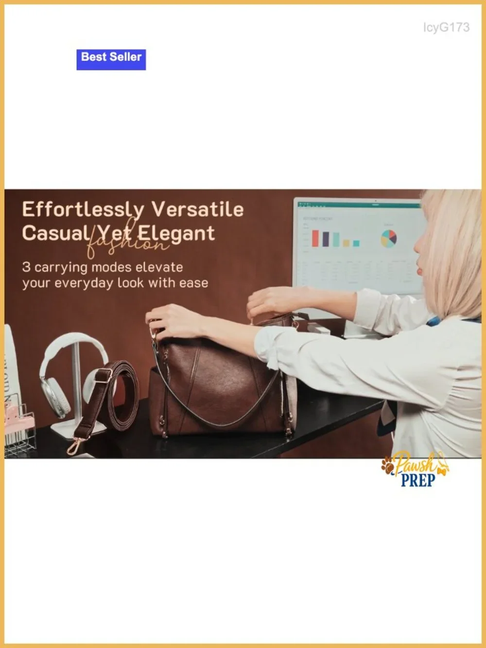 Vegan Leather Hobo Bag with Multi-Pockets Crossbody Shoulder Tote